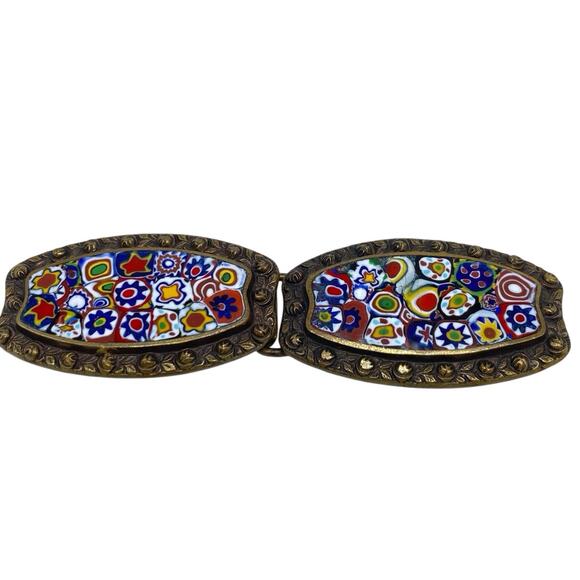 Antique Victorian Millefiori Glass Brass belt buckle